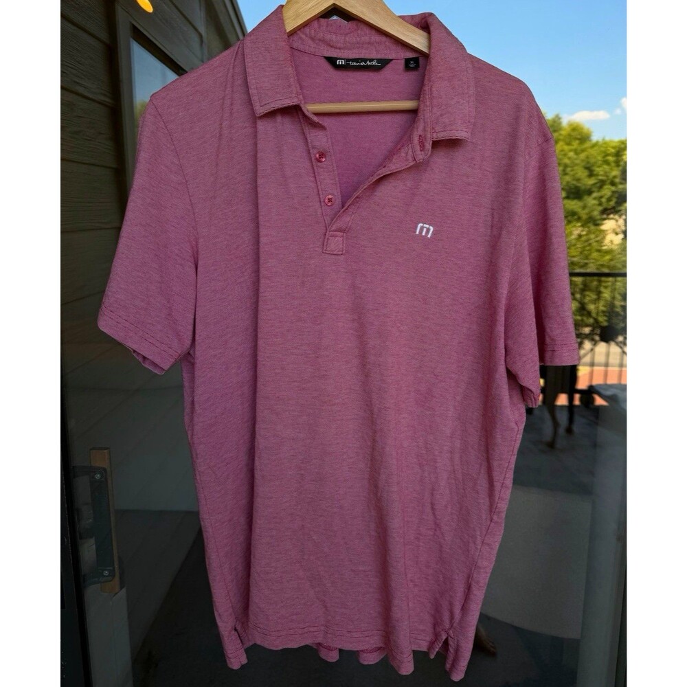 TravisMathew Men’s XL Polo Shirt Red Maroon Heather Golf Performance